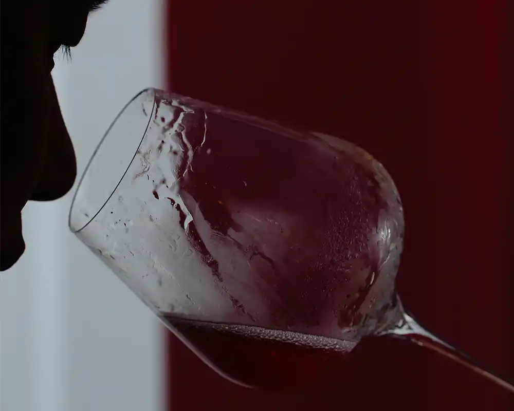 Wine tasting - close-up of red wine in glass